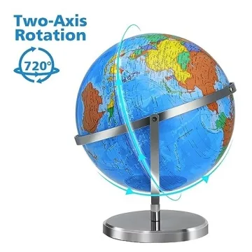 BSHAPPLUS 13 Inch Rotating Globe with Stainless Steel Stand