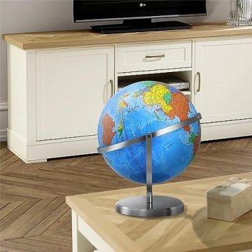 BSHAPPLUS 13 Inch Rotating Globe with Stainless Steel Stand