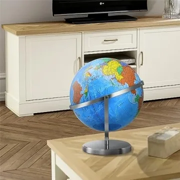 BSHAPPLUS 13 Inch Rotating Globe with Stainless Steel Stand