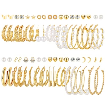 30 Pairs Gold Hoop Earrings Set for Women - Stylish Jewelry Gift