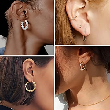 30 Pairs Gold Hoop Earrings Set for Women - Stylish Jewelry Gift