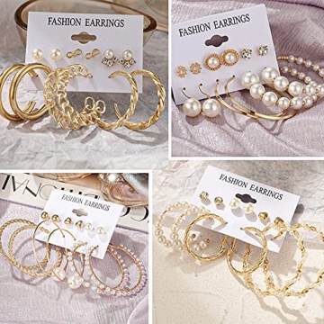 30 Pairs Gold Hoop Earrings Set for Women - Stylish Jewelry Gift