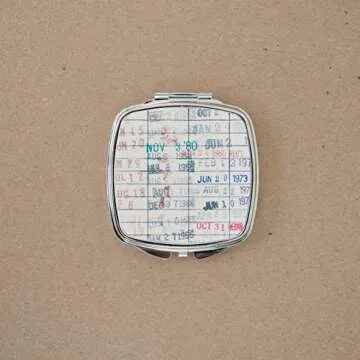 Vintage Library Due Date Compact Purse Mirror