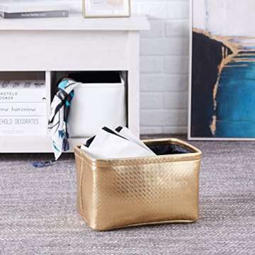 Amazon Basics Storage Bins - Metallic Gold, 2-Pack