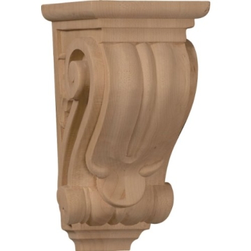 Ekena Millwork CORW03X04X07CLRO Small Classical Wood Corbels, 3 1/2"W x 4"D x 7"H, Red Oak