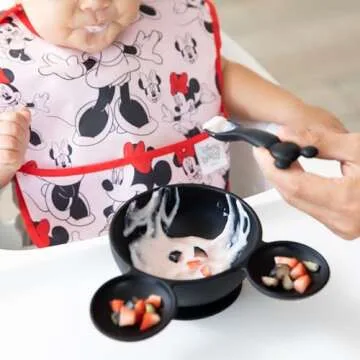 Bumkins Disney Bibs for Girl or Boy, SuperBib Baby and Toddler for 6-24 Months, Essential Must Have for Eating, Feeding, Baby Led Weaning, Mess Saving Waterproof Soft Fabric, 2-pk Minnie Mouse Classic