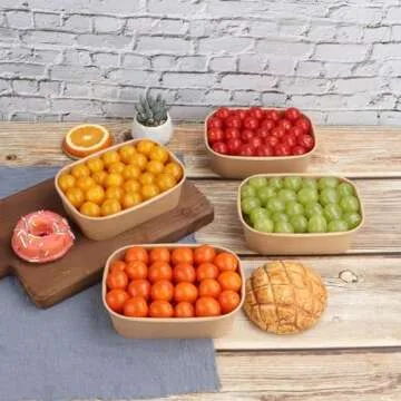JAYEEY 22OZ Kraft Paper Bowls - 50 Pack for Parties