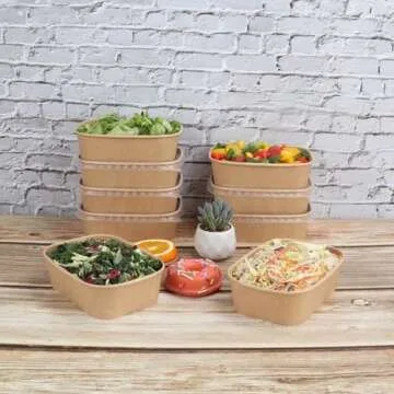 JAYEEY 22OZ Kraft Paper Bowls - 50 Pack for Parties