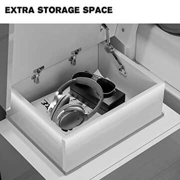 LED Nightstand with 2 Drawers, Bedside Table with High Gloss Drawers for Bedroom Furniture,Bed Side Table with Flip-Top Hidden Storage Space, Modern White Nightstand for Small Space (White)