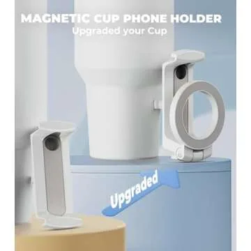 Litaget for Stanley Cup Phone Holder with Magnetic Phone Holder for Quencher H2.0 FlowState Tumbler 20oz 30oz Foldable Stand Water Bottle Accessory Hands Free for All Phones Cases M(20/30)