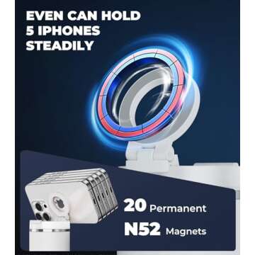 Litaget for Stanley Cup Phone Holder with Magnetic Phone Holder for Quencher H2.0 FlowState Tumbler 20oz 30oz Foldable Stand Water Bottle Accessory Hands Free for All Phones Cases M(20/30)