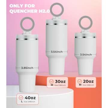 Litaget for Stanley Cup Phone Holder with Magnetic Phone Holder for Quencher H2.0 FlowState Tumbler 20oz 30oz Foldable Stand Water Bottle Accessory Hands Free for All Phones Cases M(20/30)