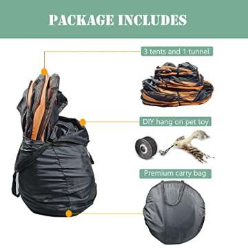 KUCDBUN Outdoor Cat Enclosure, 4 in 1 Cat Playpen, Portable Large Cat Tent and Cat Tunnel for Pet Cats Puppy Rabbit Guinea Pigs Ferret, Small Animal Playpen