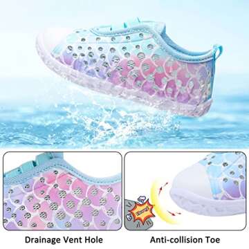 Fires Girls Water Shoes Toddler Water Shoes for Girls for Beach Swim Pool Quick Dry Barefoot Aqua Socks Slip-On Breathable Sneakers Lightweight Flexible Kid Summer Shoes bluefishscale 5.5-6 Toddler