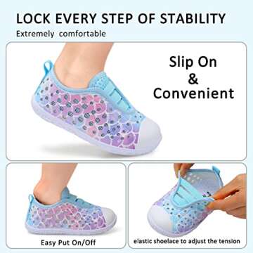 Fires Girls Water Shoes Toddler Water Shoes for Girls for Beach Swim Pool Quick Dry Barefoot Aqua Socks Slip-On Breathable Sneakers Lightweight Flexible Kid Summer Shoes bluefishscale 5.5-6 Toddler