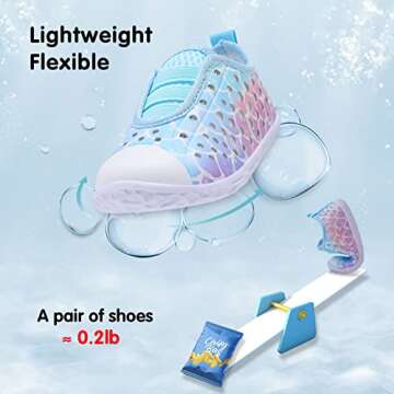 Fires Girls Water Shoes Toddler Water Shoes for Girls for Beach Swim Pool Quick Dry Barefoot Aqua Socks Slip-On Breathable Sneakers Lightweight Flexible Kid Summer Shoes bluefishscale 5.5-6 Toddler