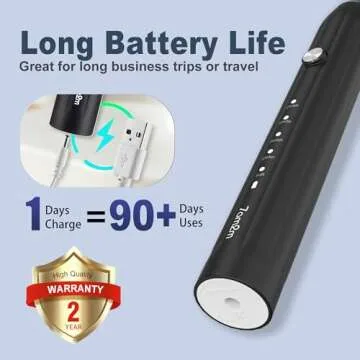 7AM2M Sonic Electric Toothbrush for Adults and Kids, with 8 Brush Heads and Travel Case,5 Modes with 2 Minutes Build in Smart Timer, One Charge Use for 90 Days, Rechargeable Toothbrushes(Black)