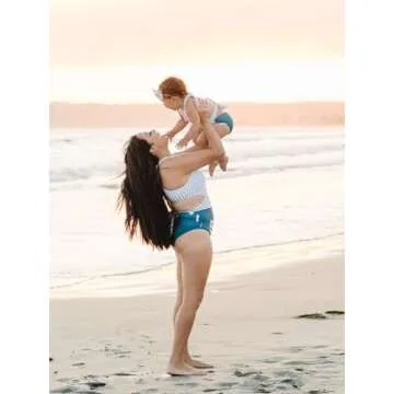 IFFEI Family Matching Mommy and Me Swimsuits Floral Printed Cutout Womens One Piece Bathing Suit Tummy Control Swimwear Green Women: L