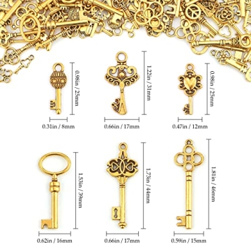 JIALEEY Vintage Skeleton Key Charms for Jewelry Making