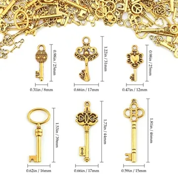 JIALEEY Vintage Skeleton Key Charms for Jewelry Making