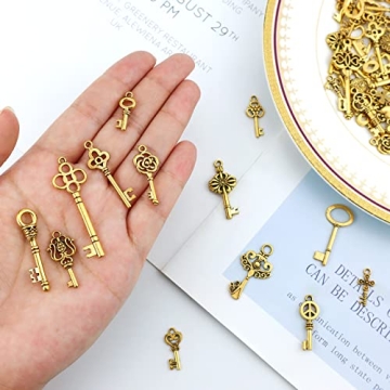JIALEEY Vintage Skeleton Key Charms for Jewelry Making
