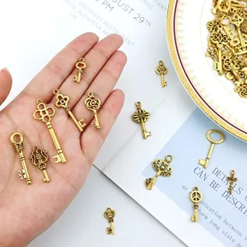 JIALEEY Vintage Skeleton Key Charms for Jewelry Making