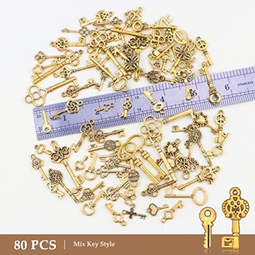 JIALEEY Vintage Skeleton Key Charms for Jewelry Making