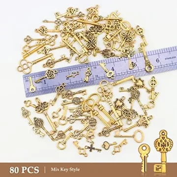 JIALEEY Vintage Skeleton Key Charms for Jewelry Making