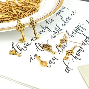 JIALEEY Vintage Skeleton Key Charms for Jewelry Making