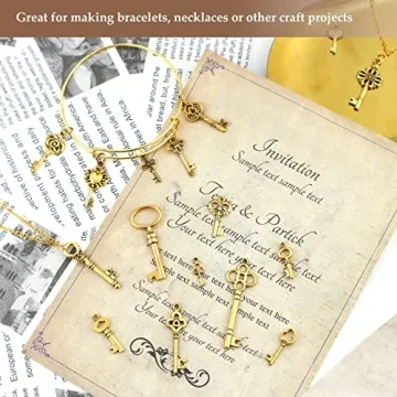 JIALEEY Vintage Skeleton Key Charms for Jewelry Making