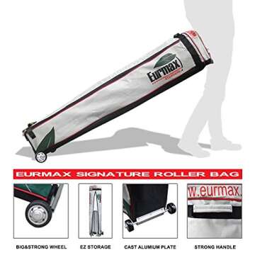 Eurmax USA 10 x 10 Pop up Canopy Commercial Tent Outdoor Party Canopies with 4 Removable Zippered Sidewalls and Roller Bag Bonus 4 Canopy Sand Bags & 24 Squre Ft Extended Awning(White)