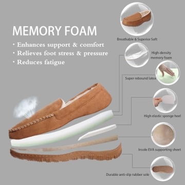 Shoeslocker Men's Warm House Slippers for Men Indoor Outdoor Beige Size 8