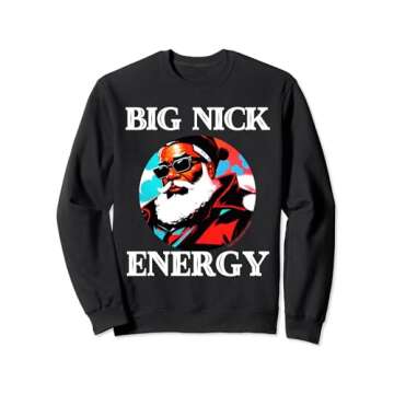 Black Big Nick Energy Funny Black Claus Trending Viral Santa Sweatshirt