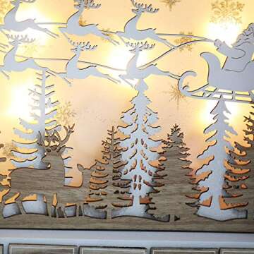 BRUBAKER Reusable Wooden Advent Calendar to Fill - Flying Santa Claus with LED Lighting - DIY Christmas Calendar 13.98 x 2.36 x 10.63 inches