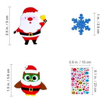 Winlyn 522 Pcs Bulk Assorted Christmas Stickers Christmas Crafts Foam Self-Adhesive Santa Reindeer Snowman Stickers Embellishment Winter Crafts for Kids Holiday Craft Projects Classroom Activities
