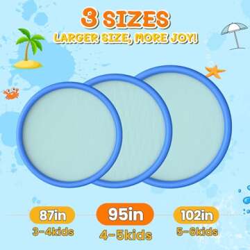 Splash Pad, 95" Non-Slip Sprinkler Pad, Upgraded Extra Large Thicken Splash Pad Pool Summer Outdoor ...