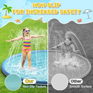 Splash Pad, 95" Non-Slip Sprinkler Pad, Upgraded Extra Large Thicken Splash Pad Pool Summer Outdoor Water Toys Fun Backyard Party for Kids, Dogs, Boys, Girls (Blue)