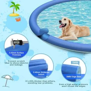 Splash Pad, 95" Non-Slip Sprinkler Pad, Upgraded Extra Large Thicken Splash Pad Pool Summer Outdoor Water Toys Fun Backyard Party for Kids, Dogs, Boys, Girls (Blue)