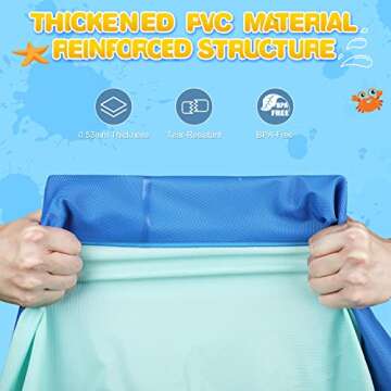 Splash Pad, 95" Non-Slip Sprinkler Pad, Upgraded Extra Large Thicken Splash Pad Pool Summer Outdoor Water Toys Fun Backyard Party for Kids, Dogs, Boys, Girls (Blue)