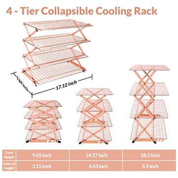 Geesta 2/3/4-Tier Collapsible Cooling Rack with Adjustable 3 Setting Design Stackable Cooling Roasti...