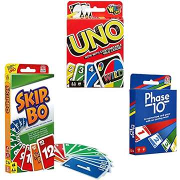 Mattel Card Game Set for Family Fun with Skip-Bo & More