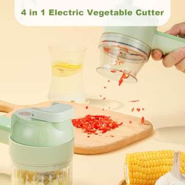 AXEDAES 4 in 1 Portable Electric Vegetable Cutter Set - Wireless Processor for Garlic, Meats & More