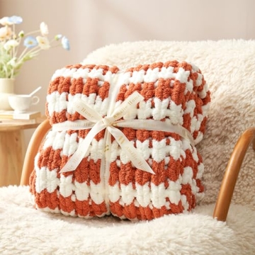 Amélie Home Chunky Knit Blanket - Cozy Chenille Throw