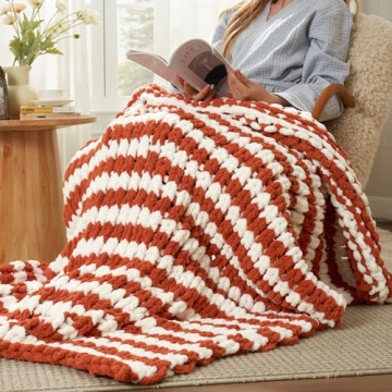 Amélie Home Chunky Knit Blanket - Cozy Chenille Throw