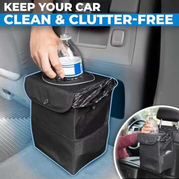 EcoNour Car Trash Can with Lid, Hanging Car Garbage Can, Water Proof Car Trash Bag for SUVS, Trucks and Sedans Car Trash Bin, Car Trash Can for Women, Truck Essentials for Men