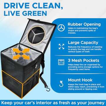 EcoNour Car Trash Can with Lid, Hanging Car Garbage Can, Water Proof Car Trash Bag for SUVS, Trucks and Sedans Car Trash Bin, Car Trash Can for Women, Truck Essentials for Men