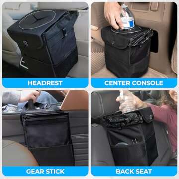EcoNour Car Trash Can with Lid, Hanging Car Garbage Can, Water Proof Car Trash Bag for SUVS, Trucks and Sedans Car Trash Bin, Car Trash Can for Women, Truck Essentials for Men