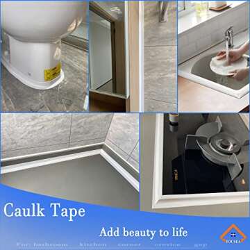 White Caulk Tape Waterproof Self Adhesive,White Bathroom Caulk Toilet Caulk Strip Bathtub Sealing Strip Tape for Bathroom Caulking Tape Shower Caulk