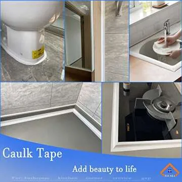 White Caulk Tape Waterproof Self Adhesive,White Bathroom Caulk Toilet Caulk Strip Bathtub Sealing Strip Tape for Bathroom Caulking Tape Shower Caulk