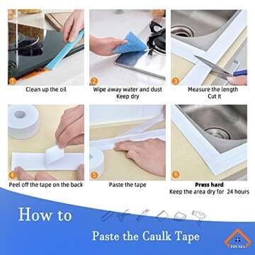 White Caulk Tape Waterproof Self Adhesive,White Bathroom Caulk Toilet Caulk Strip Bathtub Sealing Strip Tape for Bathroom Caulking Tape Shower Caulk